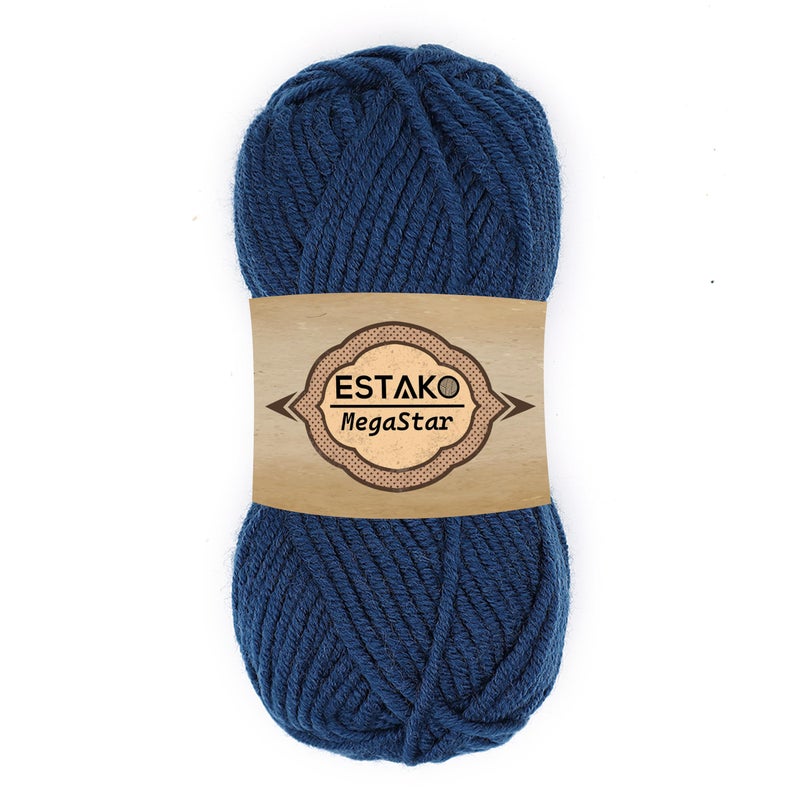 Estako Megastar, 75% Acrylic 25% Wool Yarn, Soft, Chunky Bulky Weight #5 for Crochet and Knitting 3.52 Oz (100g) / 120 Yrds (110m) (65095 - Navy) - Image 1