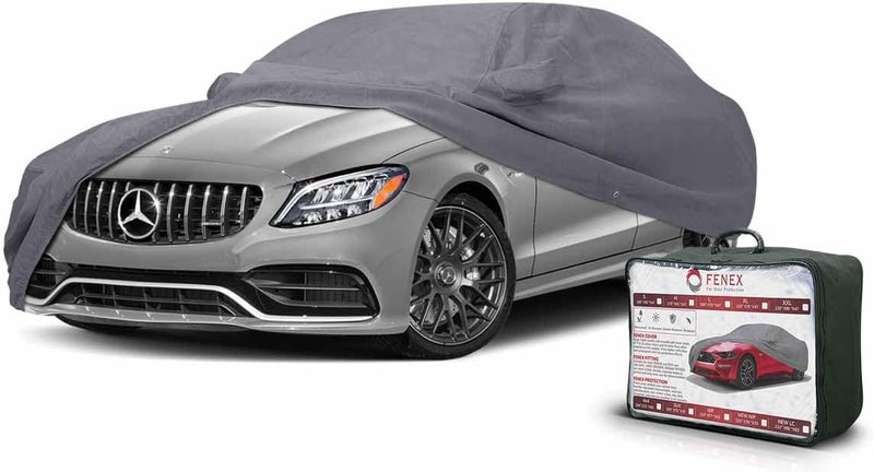 fenex Car Cover [Large] – All-Weather Protection | Waterproof, UV-Resistant, Dustproof, Breathable | Indoor/Outdoor Use | Door Zipper & Mirror Pockets | Fits Sedan cars (482 × 177 × 119 cm) - Image 1