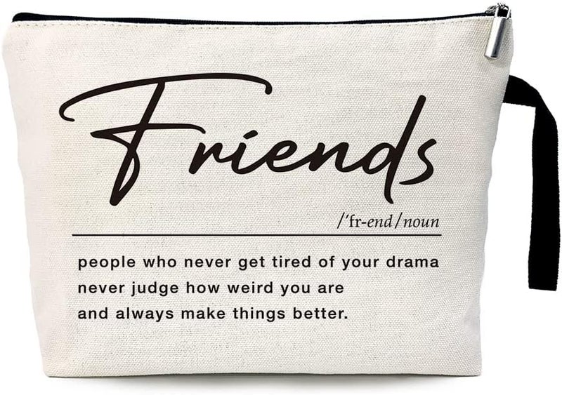 ZHANTUONE Friend Definition Noun Funny Friendship Cosmetic Bag, for Travel Toiletry Zipper Storage Pouch Makeup Bag, Gifts for Friends Coworker Bestie, Birthday Appreciation Gifts for Friend