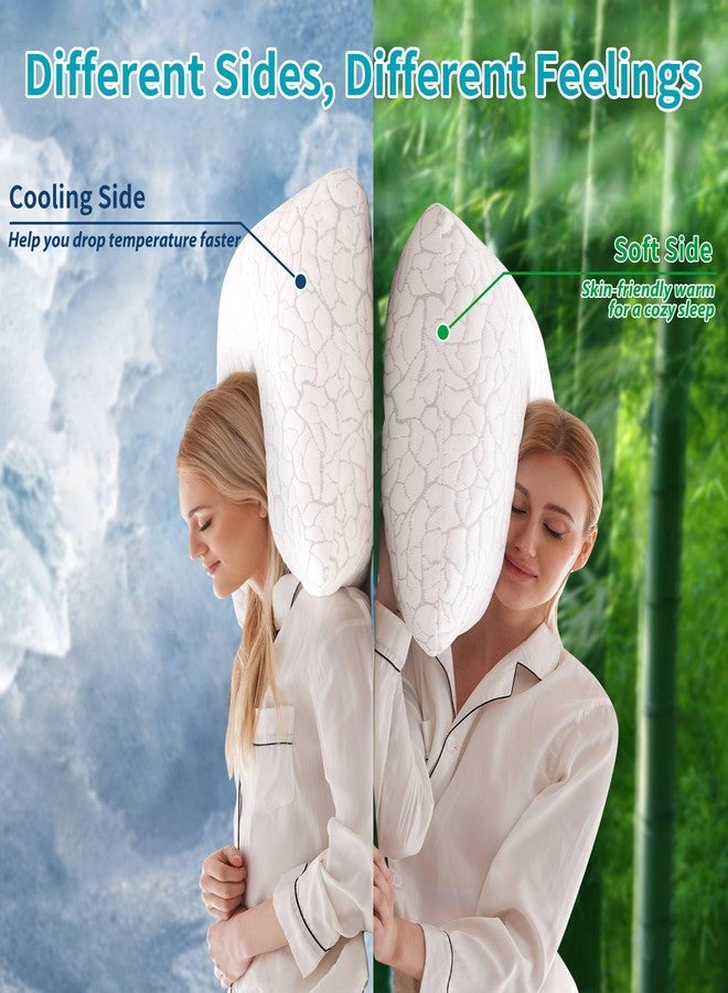 WGAKCED Cooling Pillows for Sleeping 2 Pack, Adjustable Shredded Memory Foam Pillows Queen Size, Firm Bed Pillows for Side, Back, Stomach, Hot Sleepers, Cold Pillow with Removable Washable Cover - Image 2