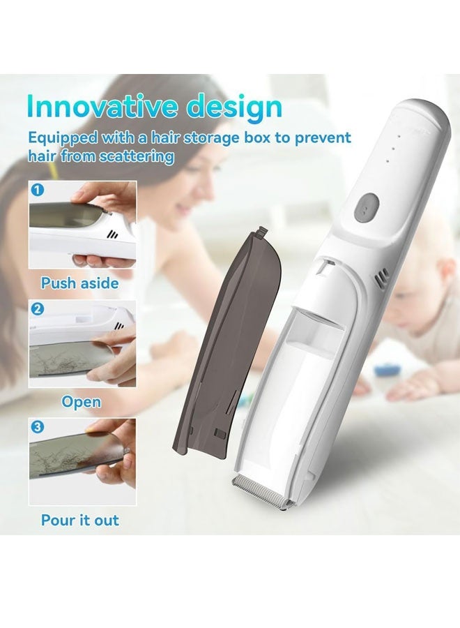 [Upgrade] Baby Hair Clipper, Rechargeable Electric Kids Silent Hair Clipper Baby Hair Trimmer, Waterproof Cordless Vacuum Hair Clipper Hair Cutter Haircut Kit for Baby Kids Toddles Infant (White) - Image 5