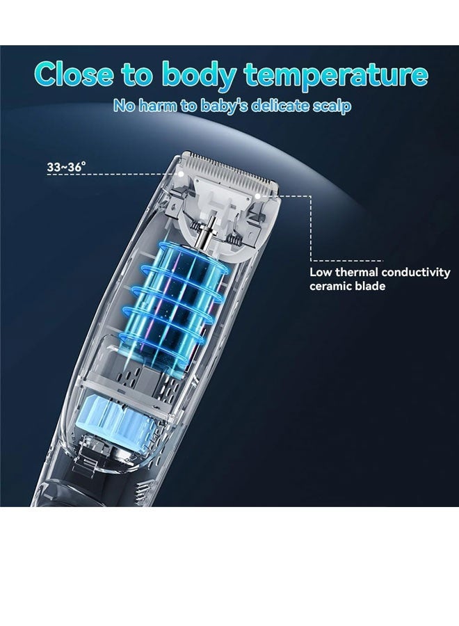 [Upgrade] Baby Hair Clipper, Rechargeable Electric Kids Silent Hair Clipper Baby Hair Trimmer, Waterproof Cordless Vacuum Hair Clipper Hair Cutter Haircut Kit for Baby Kids Toddles Infant (White) - Image 3