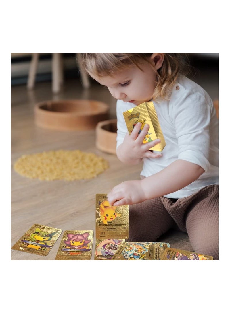 Pokemon 55 PCS Assorted Cards Deck Box Set TCG Cards Rare Shiny Card Collection Cards (Gold) - Image 4