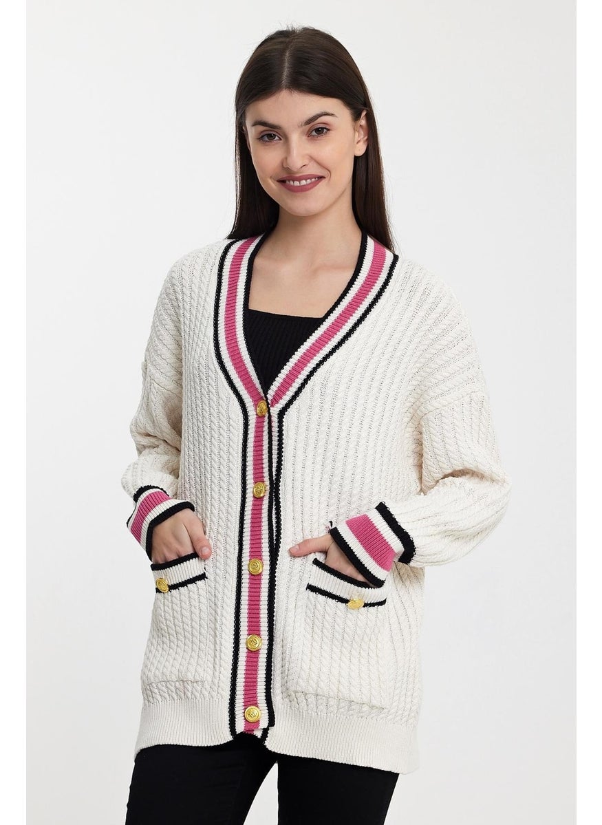 Alexander Gardi Striped Collar Knitted Cardigan (A92021-S)  - Image 3