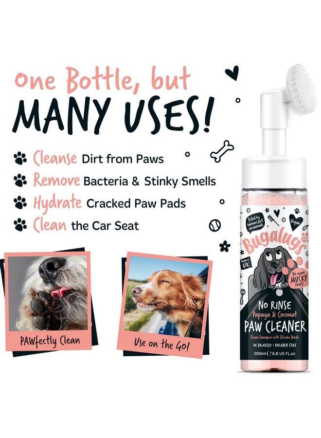 بوجالوجز منظف أقدام الكلاب من بوغالوغز، شامبو رغوي بدون شطف، للقطط والكلاب، مع رأس فرشاة من السيليكون، منتجات عناية بدون ماء. منظف أقدام مناسب للسفر، مناسب للكلاب، يزيل الأوساخ المتراكمة أثناء التنقل (بنكهة البابايا وجوز الهند). - Image 2
