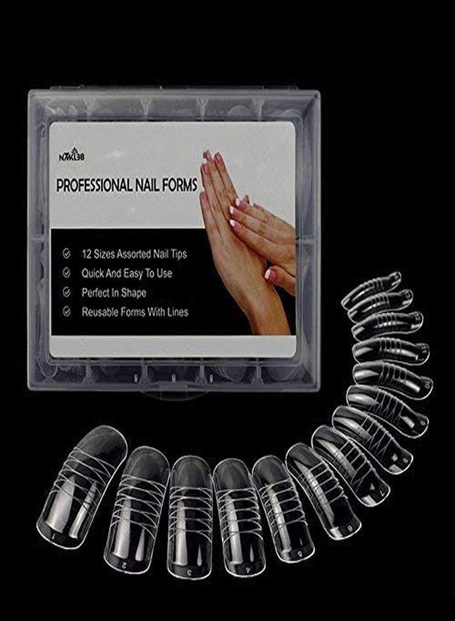 NMKL38 140PCS/Box Clear Dual Forms Acrylic Nail System UV Gel Nail Mold Full Cover Fasle Nail Tips with Scale 12 Size Manicure Pedicure Tools for Polygel Nail Tips - Image 2