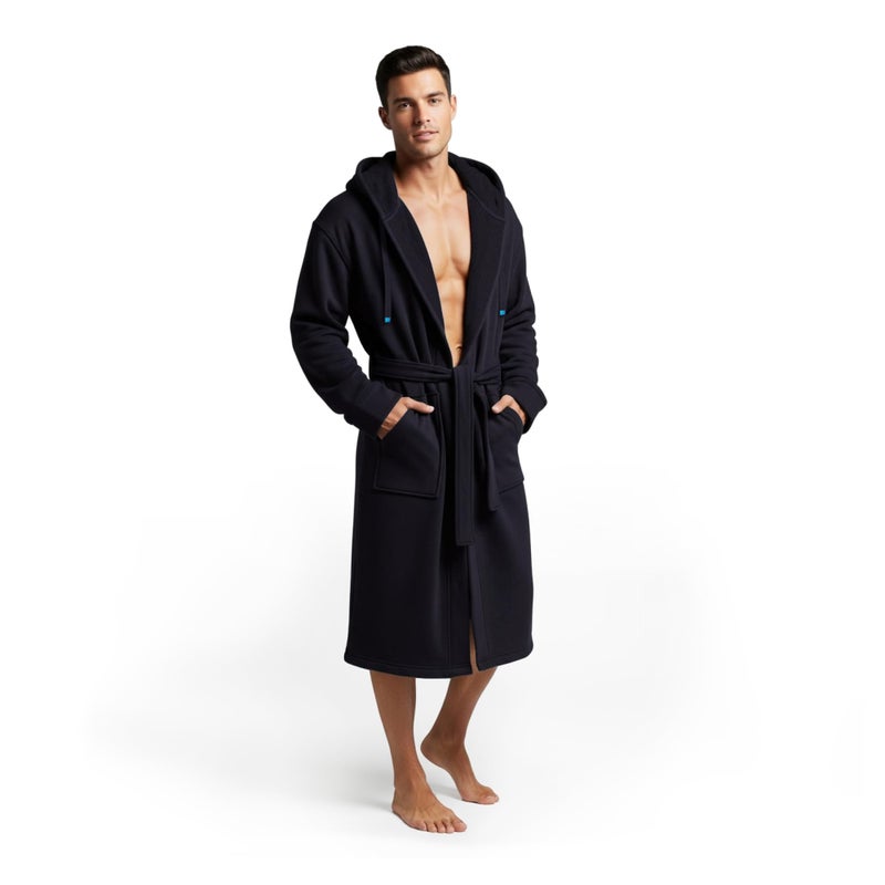 DudeRobe Mens Hooded Robe As Seen on Shark Tank SM Black Ultimate Comfort and Style for Mens Loungewear