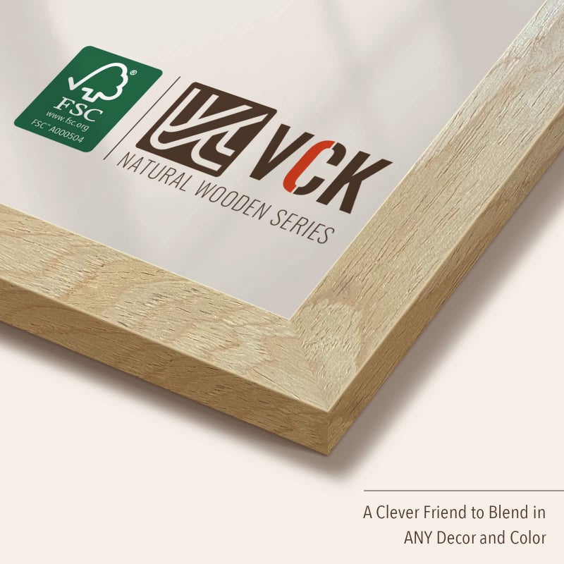 VCK 8x10 Picture Frame Set of 3  Natural Solid Wood Beige Photo Frame  Exclusive Wood Grain  Table Display or Wall Hanging - Image 4