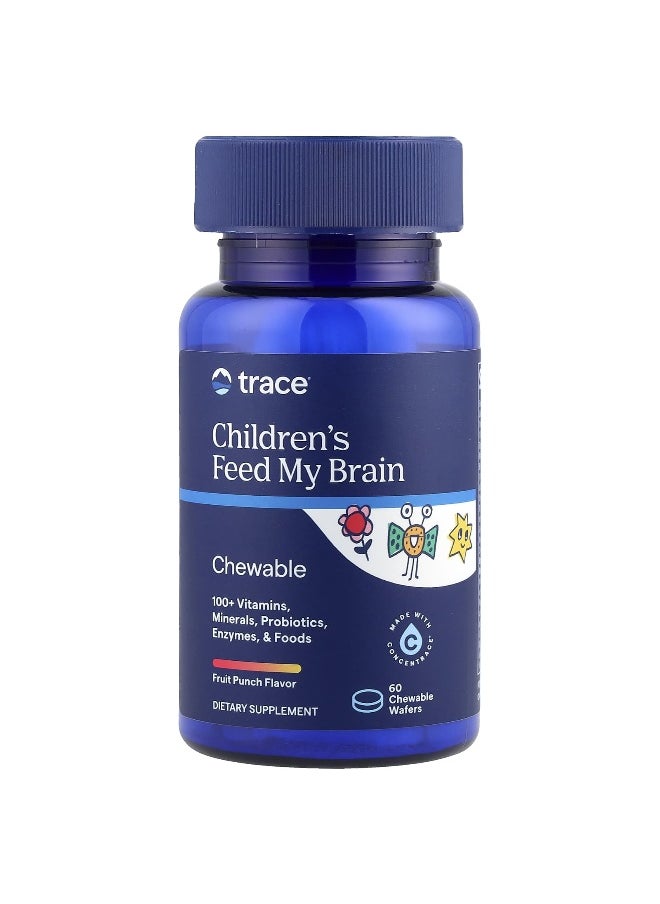TRACE - Trace, Children's Feed My Brain, Fruit Punch, 60 Chewable Wafers - Image 1