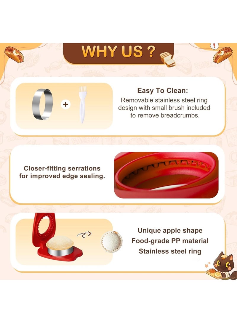 SYOSI Sandwich Cutter and Sealer, Crustless Sandwich Maker for Kids Lunch Boxes and Bento Boxes With Easy Press Design Durable and Reusable Food Grade Material Round Shape Portable Tool for School Home Red - Image 4