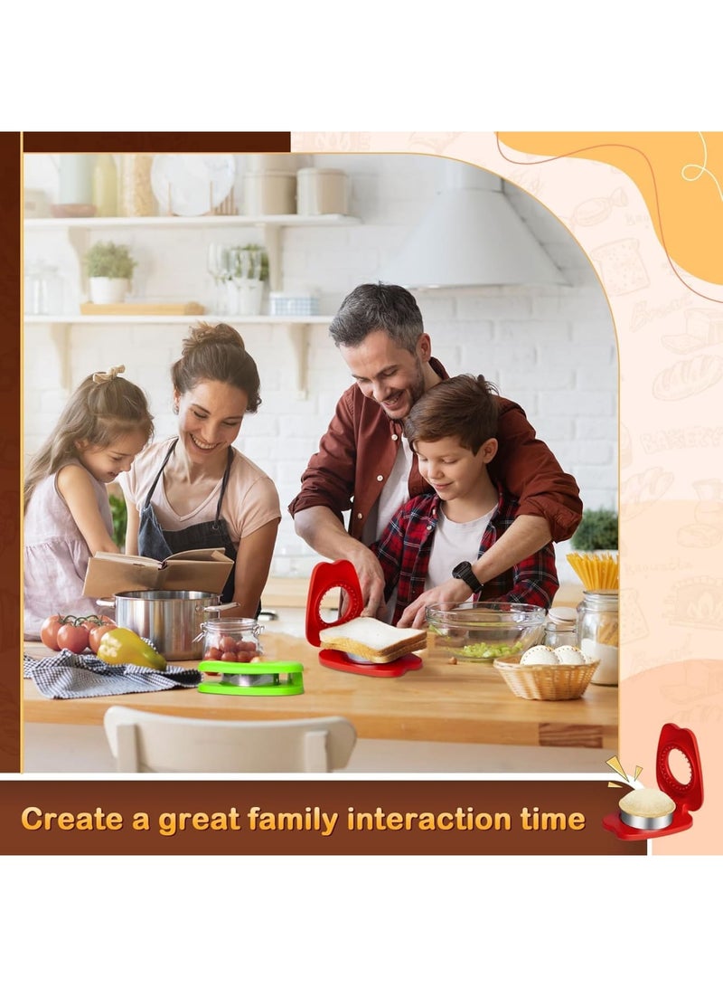 SYOSI Sandwich Cutter and Sealer, Crustless Sandwich Maker for Kids Lunch Boxes and Bento Boxes With Easy Press Design Durable and Reusable Food Grade Material Round Shape Portable Tool for School Home Red - Image 3