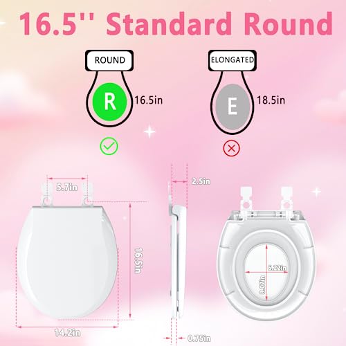 Aünsffer Toddler Toilet Seat with Potty Training Seat Round 16.5inch, 2 in 1 Toilet Seat for Family Built-in Baby Seat Removable, Soft Close + Easy Clean, PP Safe Material, White - Image 5