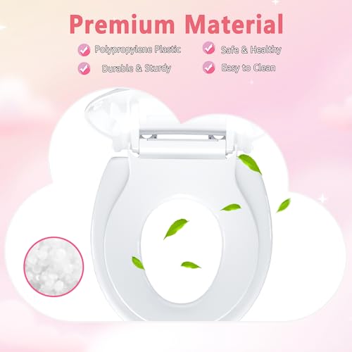 Aünsffer Toddler Toilet Seat with Potty Training Seat Round 16.5inch, 2 in 1 Toilet Seat for Family Built-in Baby Seat Removable, Soft Close + Easy Clean, PP Safe Material, White - Image 3