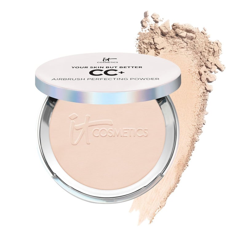 IT Cosmetics CC Airbrush Perfecting Powder Foundation  Buildable Full Coverage Of Pores  Dark Spots  Hydrating Face Makeup with Hydrolyzed Collagen  Niacinamide  033 Oz