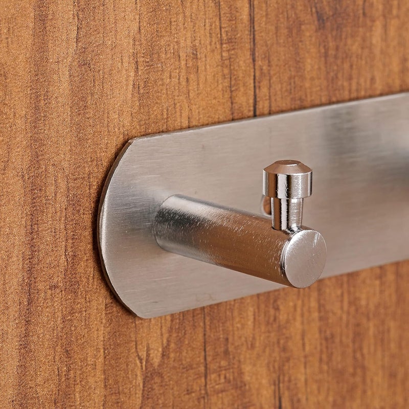Fortune FORTUNE Premium Stainless Steel Hook Plate Hook PattiWall Mounting Door Back Hanger Pins Hanging Cloth Set Shirt Bath Towel HangerRobe Keys Coat Hook Hanger Rail Bar for Bathroo 6 Hooks - Image 2