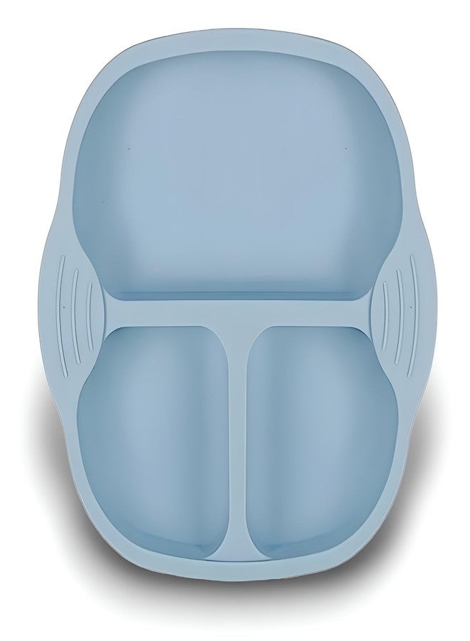 VELINEX® Silicone Plate for Baby and Toddler Feeding, Non-Slip Suction, Divided and Unbreakable, Microwave & Dishwasher Safe (Blue 1 PCS) - Image 1