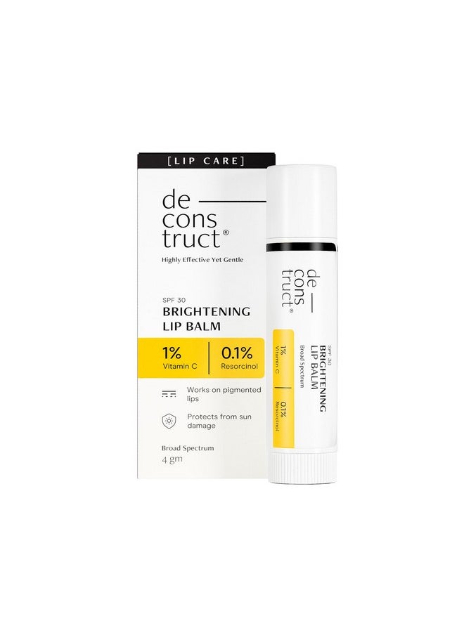 Deconstruct Brightening Lip Balm With Spf 30 | For Dark, Pigmented, Dry, Flaky Lips | Brightens Pigmented Lips | Vitamin C For Dark Lips | Spf 30 For Sun Damage And Discoloration | Lip Balm For Glossy Buttery Soft Pink Lips | For Women & Men - (4 Gm)  - Image 1