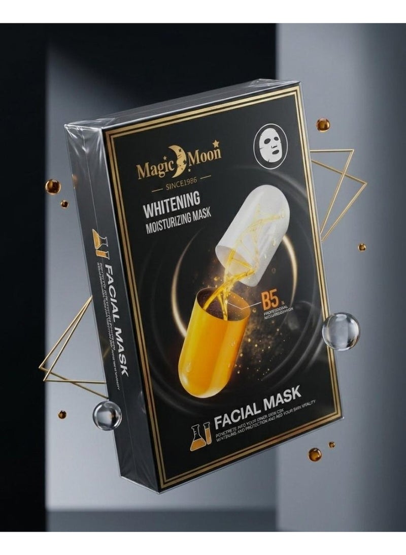 MAGICMOON 10 قطع - قناع ورقي بفيتامين B5 للتفتيح والترطيب – قناع للوجه يوفر ترطيباً عميقاً | قناع مغذٍ لبشرة ناعمة ومشرقة | مناسب لجميع أنواع البشرة | للاستخدام مرة واحدة - Image 3