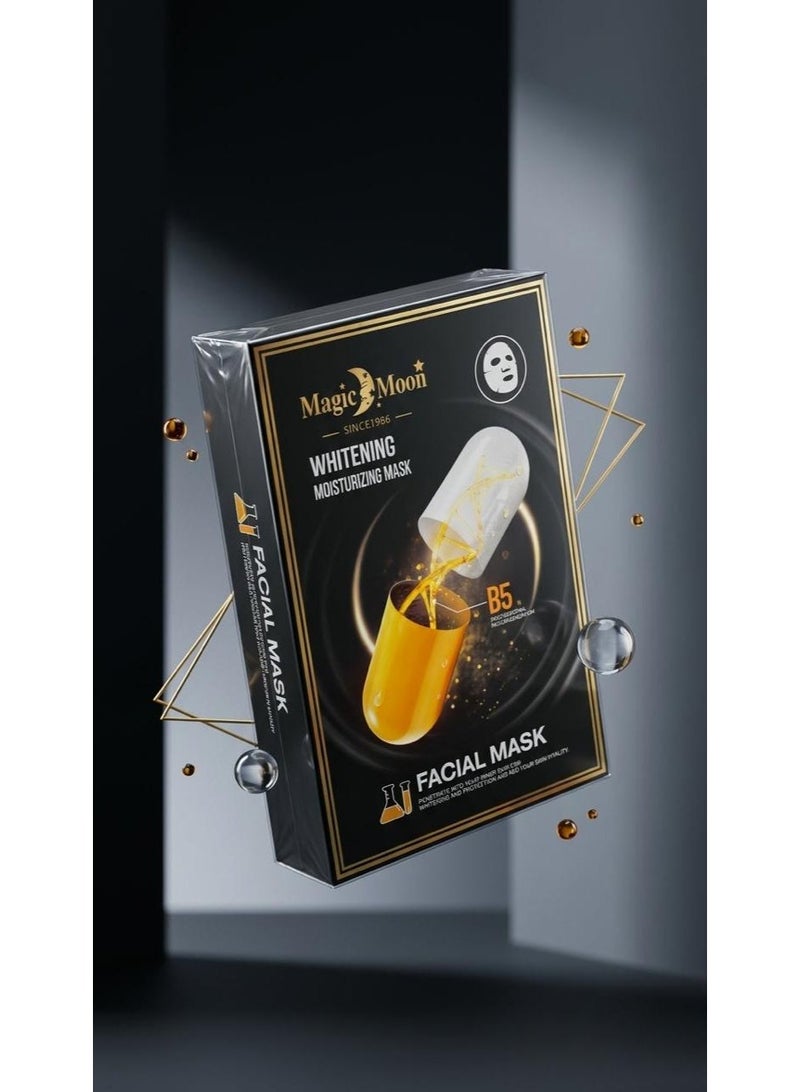 MAGICMOON 10 قطع - قناع ورقي بفيتامين B5 للتفتيح والترطيب – قناع للوجه يوفر ترطيباً عميقاً | قناع مغذٍ لبشرة ناعمة ومشرقة | مناسب لجميع أنواع البشرة | للاستخدام مرة واحدة - Image 4