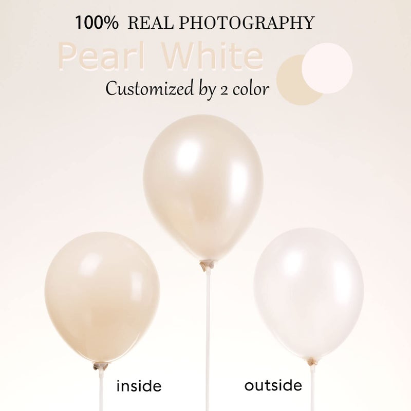 Kozee Pearl white Double-Stuffed Balloons different sizes 60 PACK White sand ivory balloon Garland kit With pearl stickers and DIY bow For Wedding got engaged birde to be Birthday decorations - Image 5