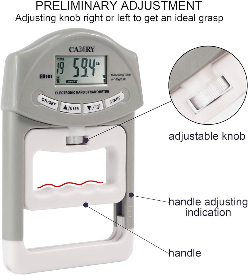 Camry 90kg 90 Kgs Digital Hand Dynamometer Grip Strength Measurement Metre Auto Capturing Hand Grip Power - Image 3