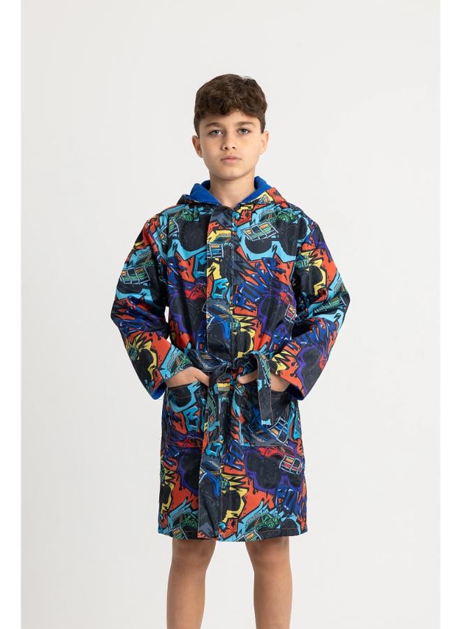 Boys' Waterproof Swim Robe – "Monster Truck" Design - Image 1