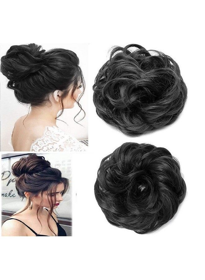 blushia 1 Pcs Messy Bun Hair Piece Hair Extension With Elastic Rubber Band Hairpiece Synthetic Hair Scrunchies Hair Piece For Women Girls (Black) - Image 1