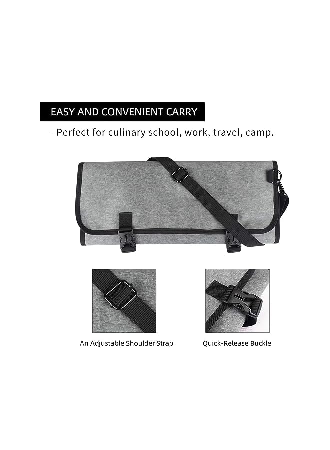 S-TOP Chef Knife Bag Roll Up Knife Bag Pouch for Kitchen Utility Tool and Travel Storage, Waxed Canvas Knife Cultery Carrier, Portable Chef Knife Cases, Knife Pouch Holders(16 Pockets) - Image 3