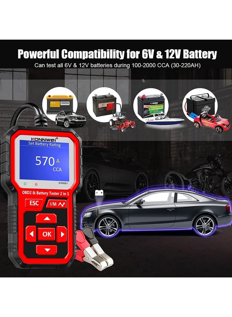كونوي KW681 OBD2 Scanner 6V 12V Car Battery Tester  - Image 2