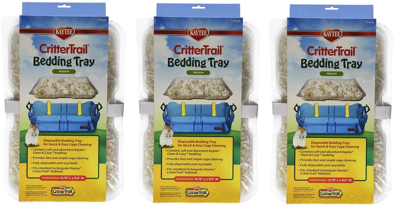 Kaytee CritterTrail Habitat Disposable Bedding Tray 9Count Total 3 Packages with 3 Trays Each