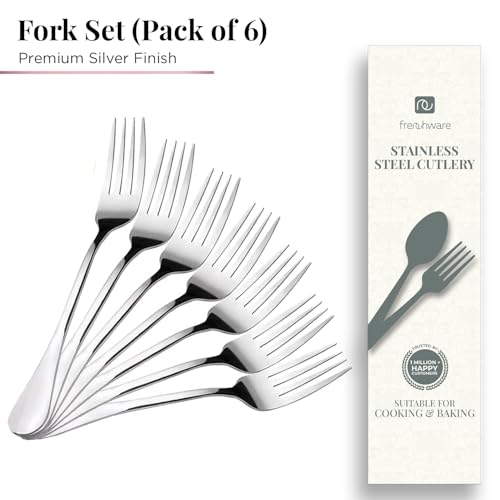 Frenchware Cutlery (Set of 6, Stainless Steel Sliver Forks Set), 100% Food Grade, Non Toxic, Anti-Rust, Dishwasher Safe, Perfect Gifting Set for All Occasions - Image 2