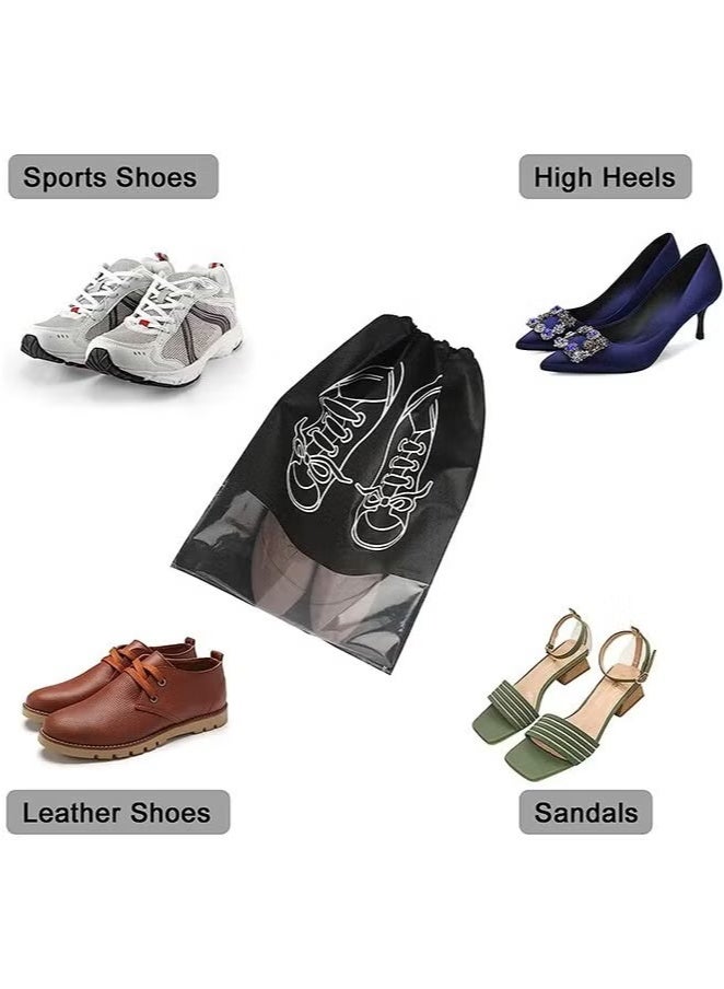 Large Travel Storage Shoe Bag 12pcs Portable Shoe Bag Dust proof Shoe Organizer Bags for Men and Women Shoes Black Grey - Image 4