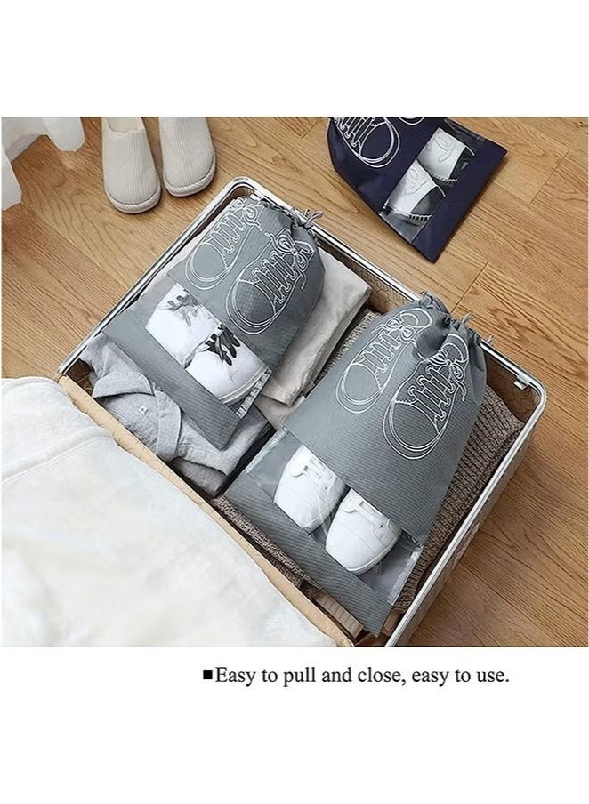 Large Travel Storage Shoe Bag 12pcs Portable Shoe Bag Dust proof Shoe Organizer Bags for Men and Women Shoes Black Grey - Image 3