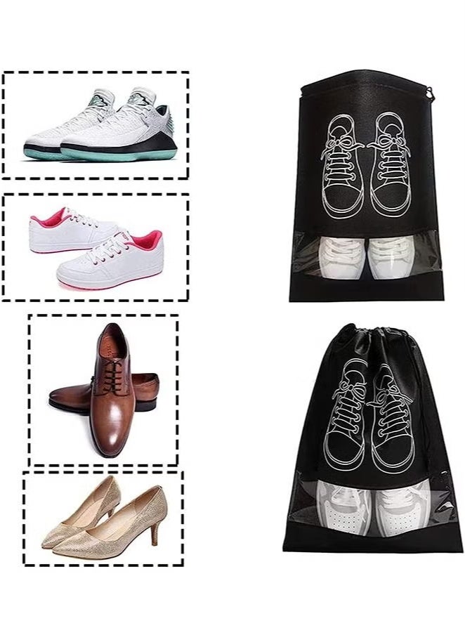 Large Travel Storage Shoe Bag 12pcs Portable Shoe Bag Dust proof Shoe Organizer Bags for Men and Women Shoes Black Grey - Image 5