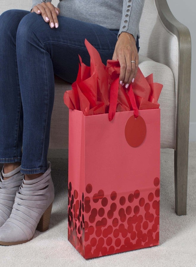 Hallmark 13" Large Gift Bag with Tissue Paper (Red Foil Dots) for Christmas, Father's Day, Birthdays, Graduations, Valentines Day, Sweetest Day or Any Occasion - Image 2
