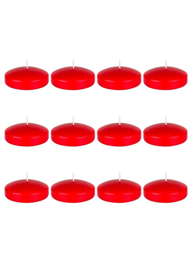 Mega Candles 12 pcs Unscented Red Floating Disc Candle | Hand Poured Paraffin Wax Candles 3" Diameter | for Home Décor, Wedding Receptions, Baby Showers, Birthdays, Celebrations, Party Favors & More - Image 1
