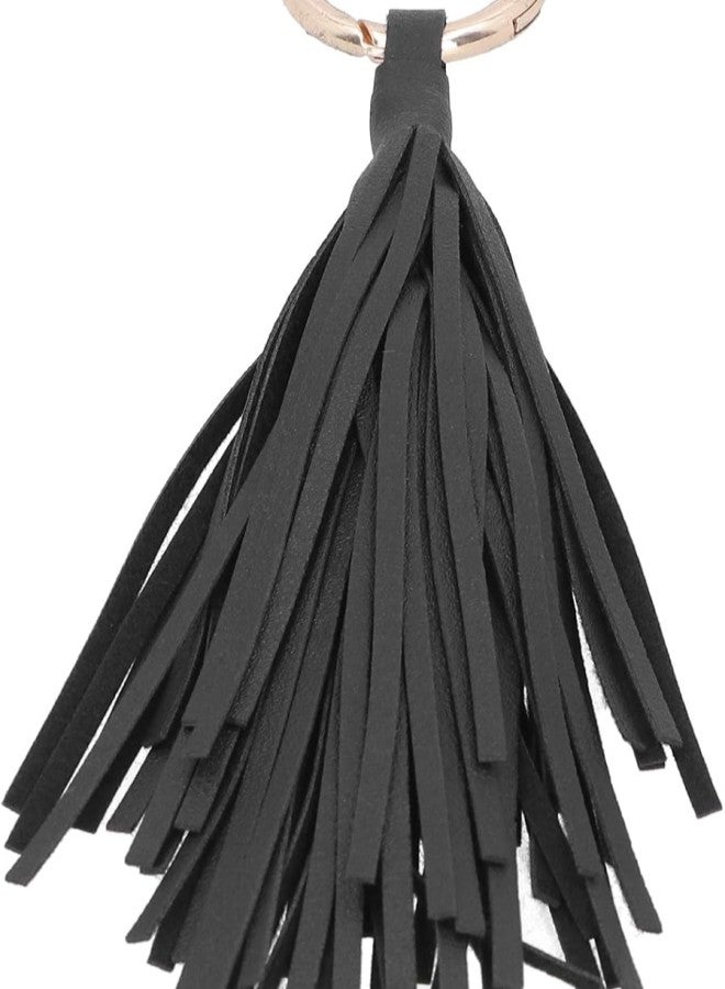 klarako Tassel Keychain Stylish Creativity Keyring Holder DIY Hand?Made Craft Decorations PU(Black) - Image 2