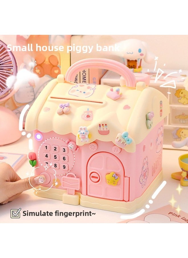 null - Password Piggy Bank 2025 Children's Day Gift Girl Can Only Get In And Out Of The Piggy Bank Password Box Piggy Bank Cloud-Color:[Basic Model] Sky Blue, 9 Patches + 3 Stickers, With Toy Banknotes & Coins - Image 1