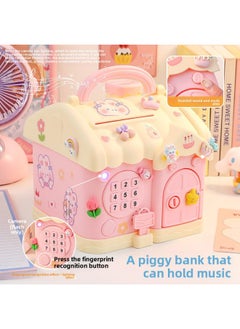 Generic Password Piggy Bank 2025 Children's Day Gift Girl Can Only Get In And Out Of The Piggy Bank Password Box Piggy Bank Cloud-Color:[Basic Model] Sky Blue, 9 Patches + 3 Stickers, With Toy Banknotes & Coins  - Image 3