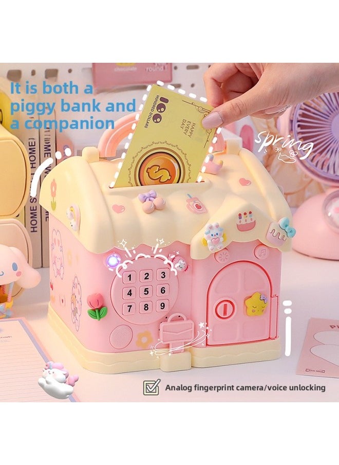 null - Password Piggy Bank 2025 Children's Day Gift Girl Can Only Get In And Out Of The Piggy Bank Password Box Piggy Bank Cloud-Color:[Basic Model] Sky Blue, 9 Patches + 3 Stickers, With Toy Banknotes & Coins - Image 1