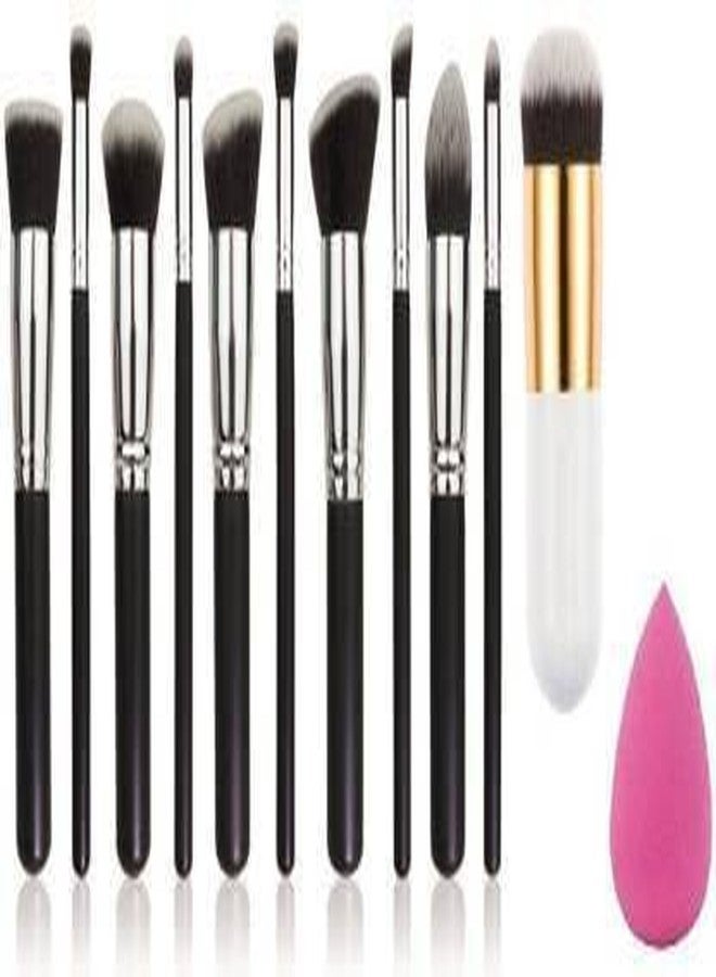 DATNASAYAD Professional and Personal use synthetic 10 pc brush set with 1 blend brush & 1 Pcs Pink Blender (3 Items in the set) - Image 1