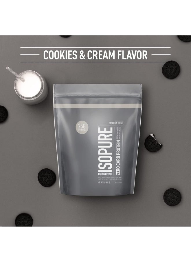 Isopure Zero Carb Whey Protein Isolate Powder with Vitamin C & Zinc for Immune Support, 25g Protein, & Keto Friendly - Cookies & Cream, 1 Lb , 15 Servings (454 G)  - Image 2