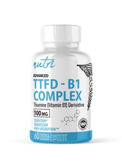 TTFD Thiamine B1 Supplement - 100mg 60 Servings - Thiamine TTFD Supplement - With 8mg Magnesium - No Toxic Fillers - TTFD Thiamine Tetrahydrofurfuryl Disulfide - Third Party Lab Tested