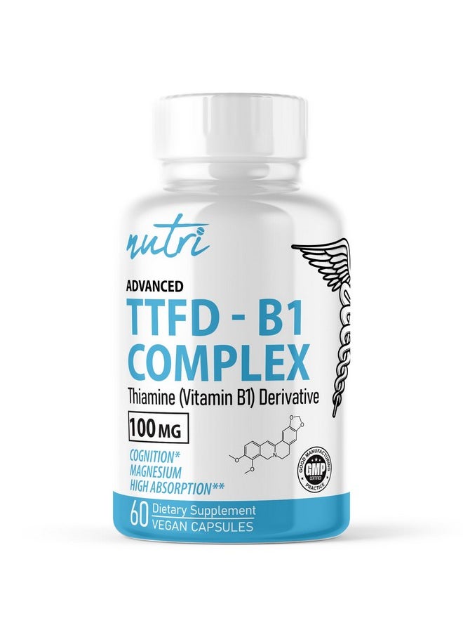Nature'S Fusions - TTFD Thiamine B1 Supplement - 100mg 60 Servings - Thiamine TTFD Supplement - With 8mg Magnesium - No Toxic Fillers - TTFD Thiamine Tetrahydrofurfuryl Disulfide - Third Party Lab Tested - Image 1