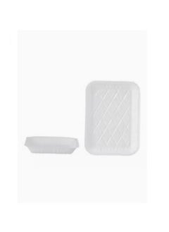 3P 150 white rectangular plastic plates 10x19 cm  - Image 2