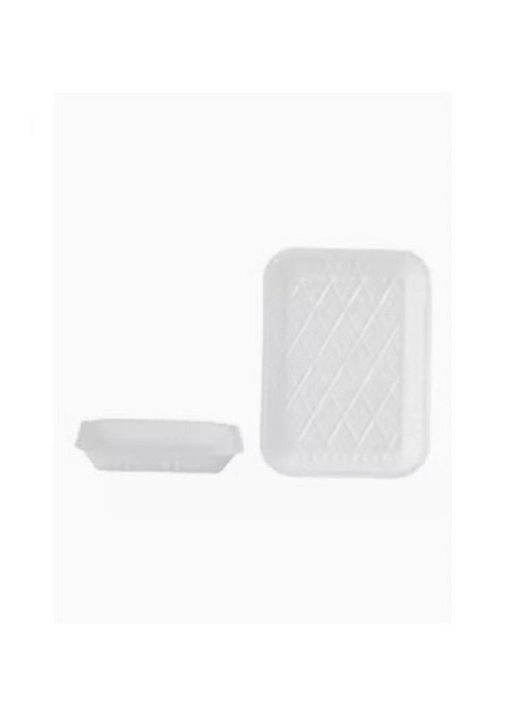 3P 150 white rectangular plastic plates 10x19 cm  - Image 2