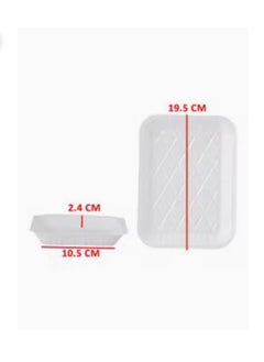 3P 150 white rectangular plastic plates 10x19 cm  - Image 3