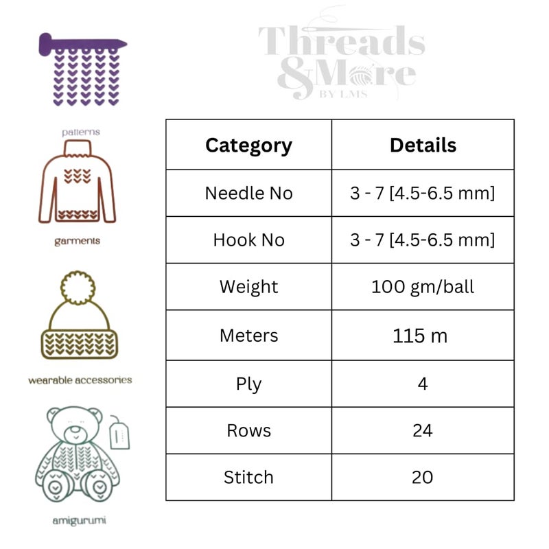 Vardhman Threads Vardhaman Magnus Acrowool Acrylic Hand Knitting and Crochet Yarn. Pack of 1 Ball - 100Gms. Shade No - 021,Maroon, Shade Number -21,4 ply - Image 5