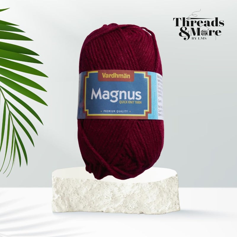 Vardhman Threads Vardhaman Magnus Acrowool Acrylic Hand Knitting and Crochet Yarn. Pack of 1 Ball - 100Gms. Shade No - 021,Maroon, Shade Number -21,4 ply - Image 4