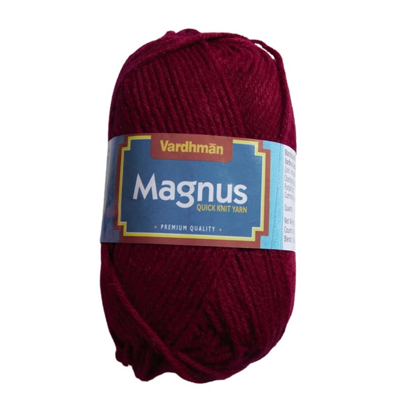 Vardhman Threads Vardhaman Magnus Acrowool Acrylic Hand Knitting and Crochet Yarn. Pack of 1 Ball - 100Gms. Shade No - 021,Maroon, Shade Number -21,4 ply - Image 1